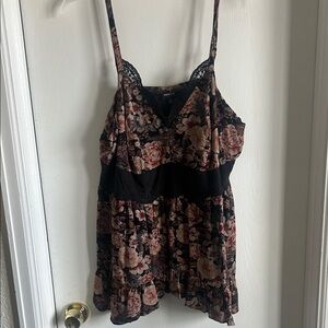 Torrid Black and Pink Smocked Top